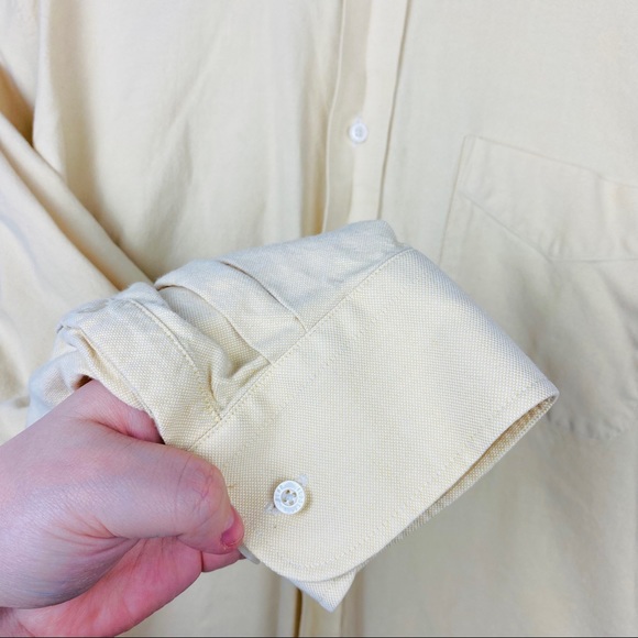 Alan Flusser Yellow Cotton Button Down Pocket Long Sleeve Casual Dress Shirt - Picture 6 of 11